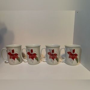 Set of 4 BLOCK Spal Poinsettia mugs